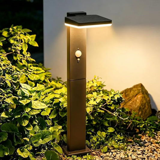 Solar Pathway Lights Outdoor, Larger 20" Super Bright 600LM Motion Sensor Solar Path Light, Die-Cast Aluminum, 72 LED, Waterproof, 3 Modes Dusk to Dawn Garden Driveway Walkway