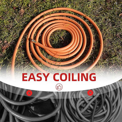 Wiseflow Garden Hose 75FT x 3/4", Heavy Duty Rubber Hose, Water Hose with Five Layered Braiding, Male Female Fittings, 1200PSI Burst, 300PSI Working for Yard, Car Wash, Pets (Orange)