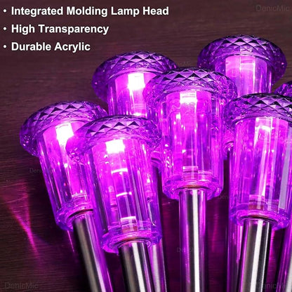 DenicMic Solar Halloween Lights Outdoor 15 Pack Purple LED Halloween Decor | Yard Garden Pathway Walkway Driveway Landscape Spike Style Starburst Light Pattern, IP65 Waterproof, Acrylic/Stainless Steel