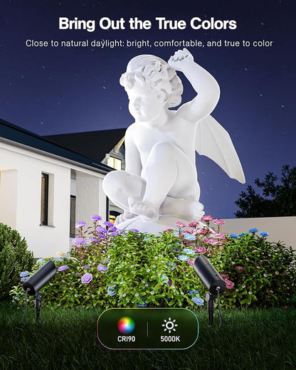 HIBOITEC 30W Spot Lights Outdoor Dusk to Dawn 120V Plug in Flag Pole Light 3000LM 5000K LED Waterproof Landscape Spotlight for Yard Garden Tree Statue, 5.9 FT Cord with Plug