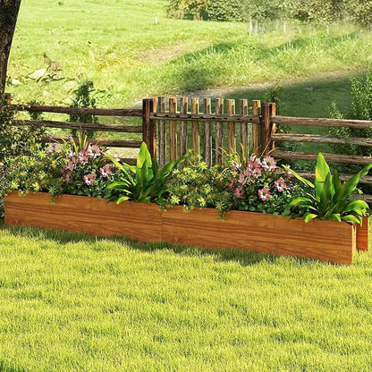LDAILY Raised Garden Bed, 44" x 11" x 10" Wooden Planter Boxes with Removable Bottom & 4 Drainage Holes, Rectangle Flower Bed Outdoor, Wood Raised Beds for Garden Vegetable Herb