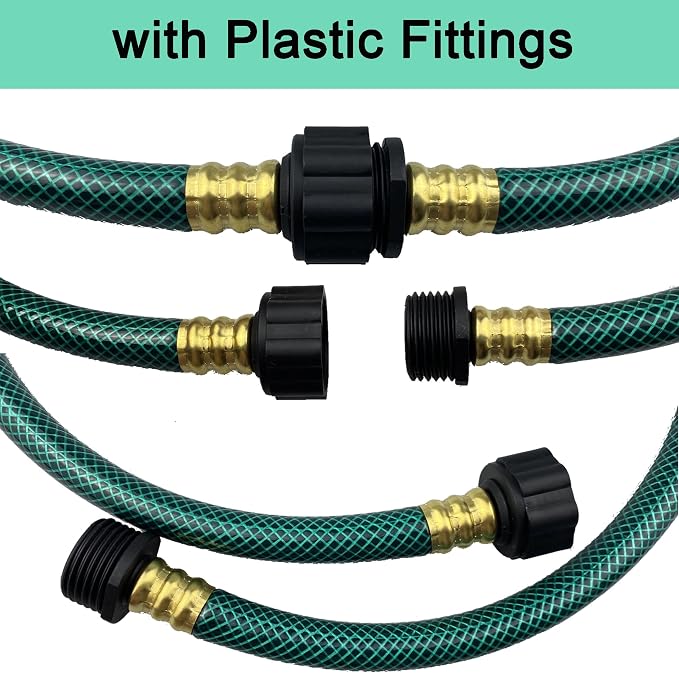 Darnassus PVC Garden Hose 1/2 Inch, 4 FT Flexible Water Hose Green with Male and Female Plastic Fittings - No Leaking and Lightweight for Household Outdoors Lawns Patio