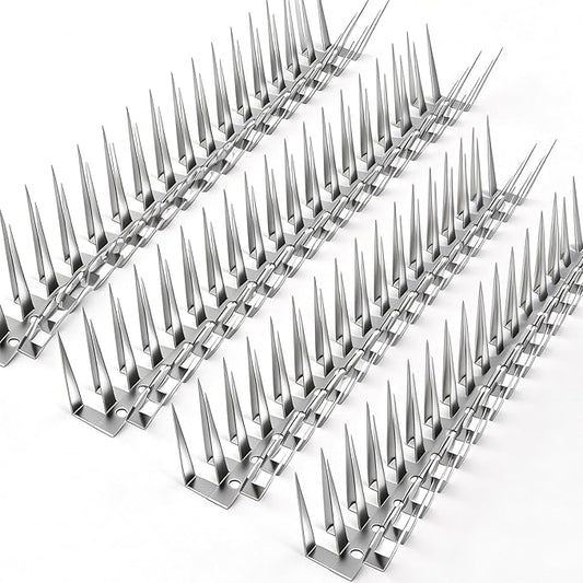 Bird Spikes, 1.5M Stainless Steel Bird Deterrent Spikes for Outside, Pigeon and Small Bird Control, Easy to Install Fence Roof Window Spikes, 5 Strips 5 Feet Coverage