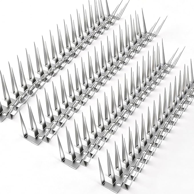Bird Spikes, 3M Stainless Steel Bird Deterrent Spikes for Outside, Pigeon and Small Bird Control, Easy to Install Fence Roof Window Spikes, 10 Strips 10 Feet Coverage