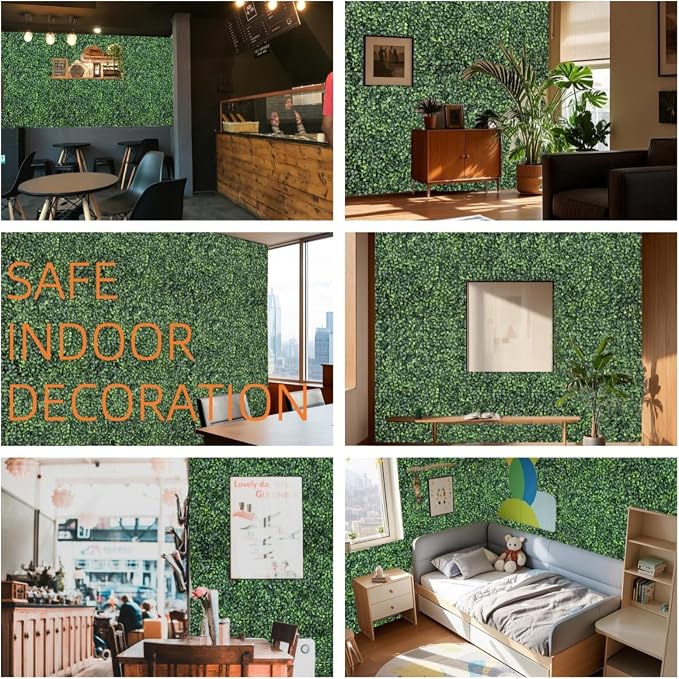 Boxwood Panels 24 Pcs 20"x20" Grass Wall Privacy Screen for Fence | Grass Wall Panels UV Resistant Artificial Boxwood Hedge Panels for Commercial Restaurant Deck.Indoor Outdoor Party