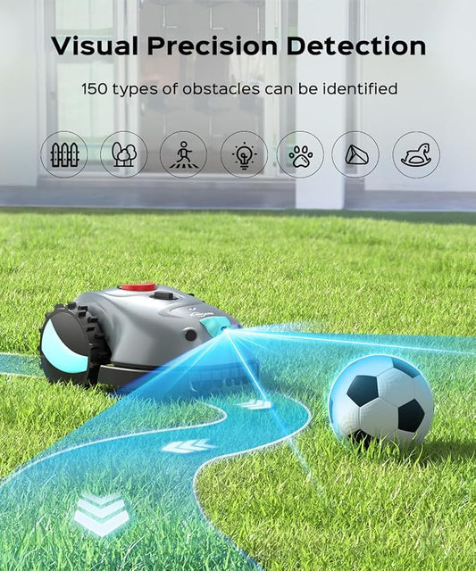 YARDCARE V100 Robotic Lawn Mower – Visual Navigation & Smart Obstacle Avoidance, Adjustable Cutting Height 0.8–2.4 in, Low-Noise Auto Mowing for Small Lawns up to 1,600 sq ft