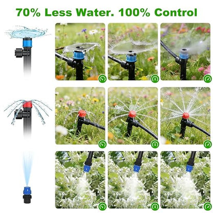 236FT Drip Irrigation System Kit New Quick-Connect, Automatic Garden Watering Misting System for Greenhouse, Yard, Lawn, Plant with 5/16 inch Hose 1/4 inch Distribution Tubing and Accessories
