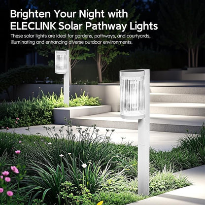ELECLINK Solar Pathway Lights Outdoor, 6 Pack Upgraded Outdoor Solar Lights for Outside Super Bright Up to 12Hrs, IP65 Waterproof Solar Garden Lights for Yard Walkway Path Driveway Sidewalk