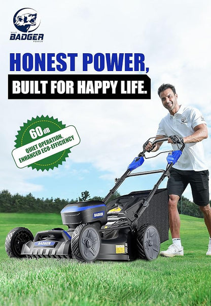 Wild Badger Power 40V 21″ Cordless Lawn Mower Brushless, 6,534 sq ft/0.15 ac, 2×4.0Ah Batteries & Fast Charger, 7-Position Heights,for Medium-to-Large Lawns