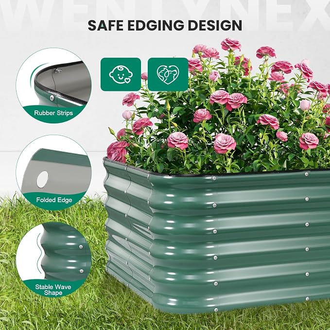 5×3×1.4FT Modular Raised Garden Bed Outdoor, Galvanized Raised Garden Bed Kit, Large Metal Planter Raised Beds, 4 In1 Raised Planter Box Outdoor,Raised Beds for Gardening for Vegetables Flowers Herbs