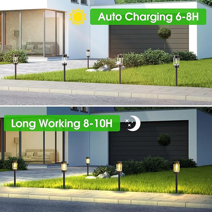Eyrosa Solar Lights Outdoor, 8 Pack Waterproof Solar Landscape Lighting for Pathway Garden Yard Path Walkway Driveway Lawn Patio Outside Decor, Warm White
