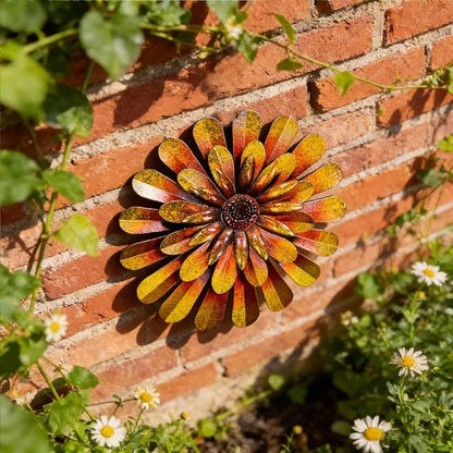HOOEN Metal Flowers Wall Decor, 2-Pack Wall Art Decorations Hanging for Indoor Outdoor Home Garden Farmhouse Yard Patio Fence Living Room Bedroom Decor