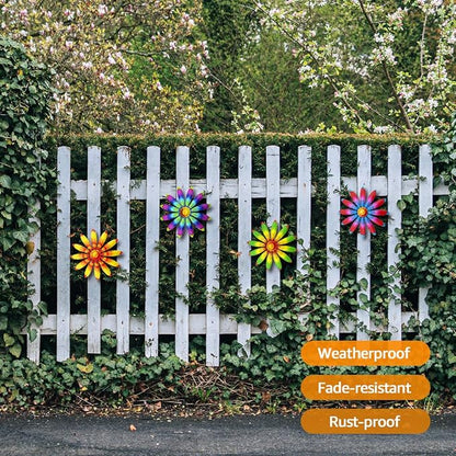 Giyyomtr Metal Flowers Wall Decor - 4pcs Metal Sunflowers Wall Art Hanging Decorations for Outdoor Fence Garden Yard Patio Exterior Wall Decor