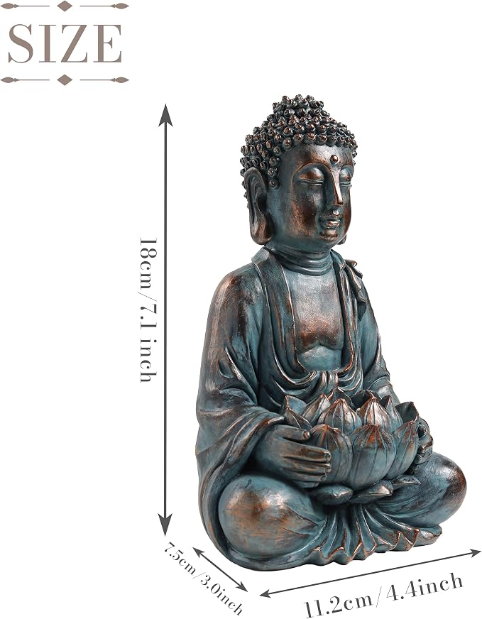 TERESA'S COLLECTIONS Meditating Buddha Statue for Garden Decor with Outdoor Solar Lights, Large Resin Outdoor Decor Garden Statue Sculpture for Home Lawn Yard Decor Gifts for Mom, 7.1''