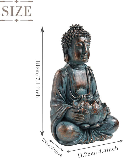 TERESA'S COLLECTIONS Meditating Buddha Statue for Garden Decor with Outdoor Solar Lights, Large Resin Outdoor Decor Garden Statue Sculpture for Home Lawn Yard Decor Gifts for Mom, 7.1''