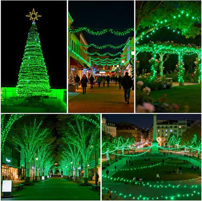 Green Christmas Lights Outdoor, 25FT 100 Count Incandescent Mini Christmas Lights White Wire, Waterproof Fairy Lights, Connectable Xmas String Lights for Christmas Tree, Garland, Wedding Decor