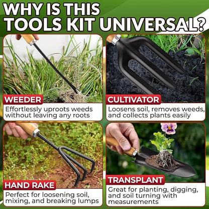 10 Pcs Gardening Tool Set for Women, Rust-Resistant Steel, Tote Bag | Garden Tools Set for Plant Care, Digging, Planting & Potting; Ergonomic Handles, Gloves & Spray Bottle; Gift for Plant Lovers