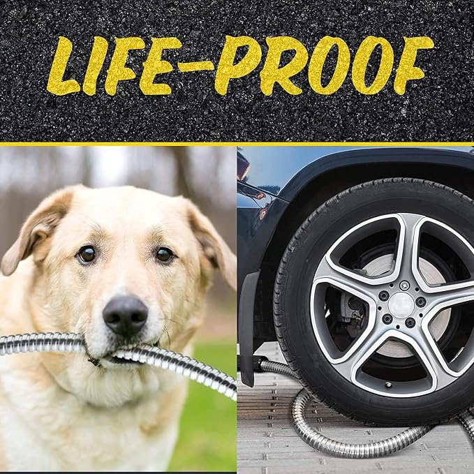 Bionic Steel Pro 25 FT Garden Hose with Nozzle, 304 Stainless Steel Metal WaterHose 25Ft, Flexible, Kink Free, Lightweight and Durable, Crush Resistant Fitting, 500 PSI 2025 Model (Pack of 4)