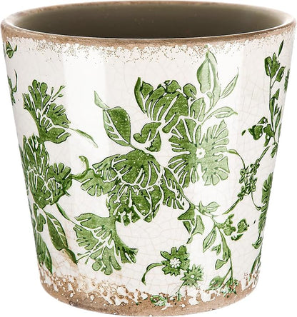 Beeveer Farmhouse Ceramic Planter 5.5 Inch Large Plants Pot Ice Crack Beige Green Flowers Plant Pots with Drainage Hole Indoor Plants Kitchen Rustic Antique Decor Gift