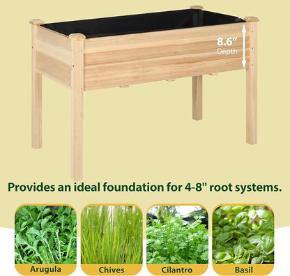 MUPATER 4x2FT Raised Garden Bed, Elevated Planter Box with Drainage Holes, Raised Garden Beds Outdoor with Legs for Herbs and Vegetables, Outdoor and Indoor, Natural Wood