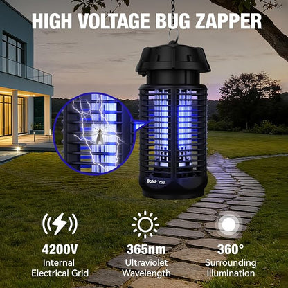 BALDR Bug Zapper Outdoor Indoor, 20W Power & 4200V Instant Grid Mosquito Repellent, Coverage of 1/2 Acre Fly Trap for Patio, Backyard, Home，2 Pack