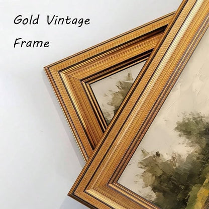 Devunaty Gold Framed Vintage Wall Art Boy Fishing Wall Decor Paintings Funny Dog and Boy Landscape Canvas Print Picture Retro Country Farmhouse Artwork for Kids Bedroom Living Room Decor 16"x24"