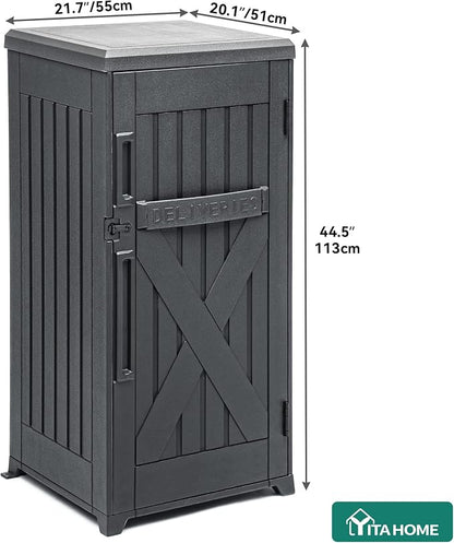 YITAHOME 60 Gallon Large Package Delivery and Storage Box | Double-Wall Resin Outdoor Package Delivery and Waterproof Deck Box for Porch, Curbside, 8.5 Cubic feet, Gray