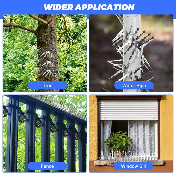 Bird Spikes, Squirrels Spike, Raccoon Snake Deterrent, Squirrel Spikes, Stainless Steel Squirrel baffles for Bird feeders, Anti Climb Spikes for Birdhouse to Keep Mouse Raccoo Away, 10FT