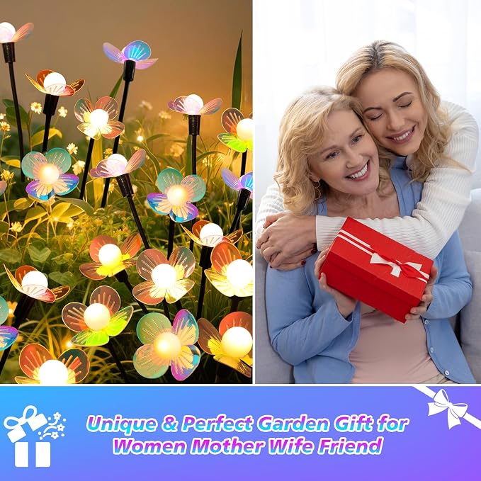 MRHEPHAESTUS Solar Garden Lights, 6 Pack 36 LED Solar Swaying Flower Light, Waterproof Firefly Lights Outdoor Fairy Light for Garden Patio Yard Pathway Flower Bed Decoration
