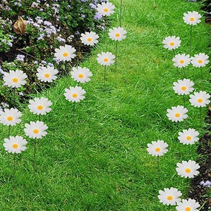 20pcs Daisy Flower Stakes 12Inch Garden Stakes Decoration Yard Lawn Ornaments Waterproof Flower Pot Indoor Outdoor Yard Stakes for Signs