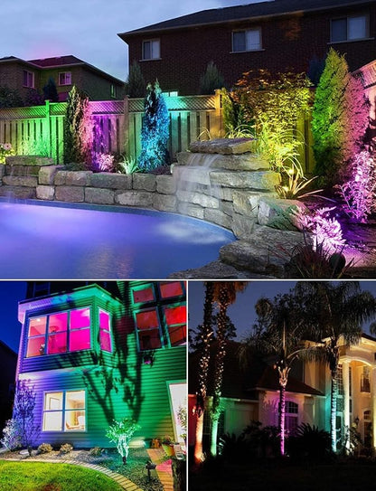 SUNVIE RGB Low Voltage Color Changing Landscape Lights Remote Control Waterproof LED Landscape Lighting for Yard Garden Pathway Holiday Christmas Decorations Outdoor Indoor, 2 Pack with Connector