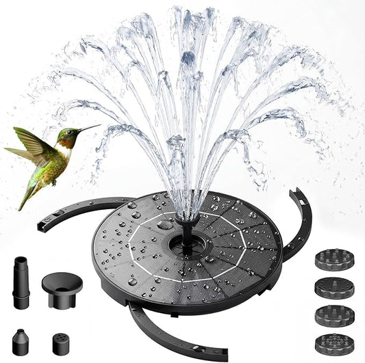 AISITIN DIY Solar Fountain Pump for Water Feature with 3.9ft Cord, Solar Bird Bath Fountain with 6 Nozzles, Solar Powered Water Floating Fountain for Bird Bath, Garden, Ponds Fish Tank, Outdoor