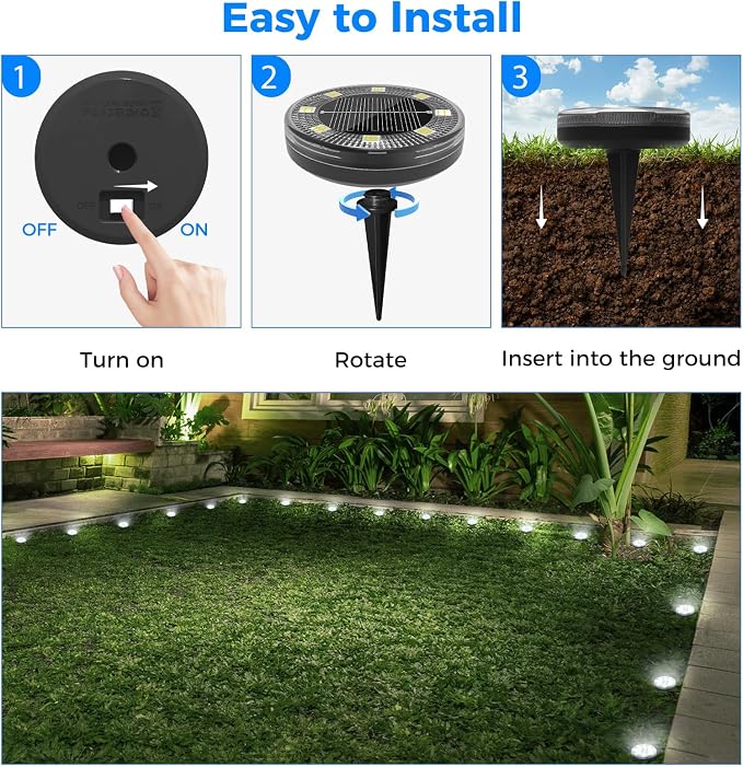 Peasur Mini Solar Ground Lights, 18 Pack Flat Solar Disc Lights Outdoor Waterproof, 2.3 Inch Small Solar Garden Lights Landscape Lighting for Outside Pathway Garden Yard Lawn Walkway,Cool White
