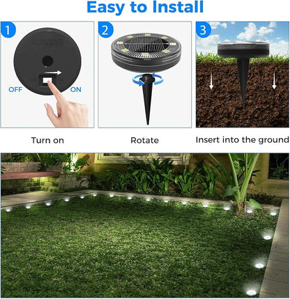 Peasur Mini Solar Ground Lights, 18 Pack Flat Solar Disc Lights Outdoor Waterproof, 2.3 Inch Small Solar Garden Lights Landscape Lighting for Outside Pathway Garden Yard Lawn Walkway,Cool White