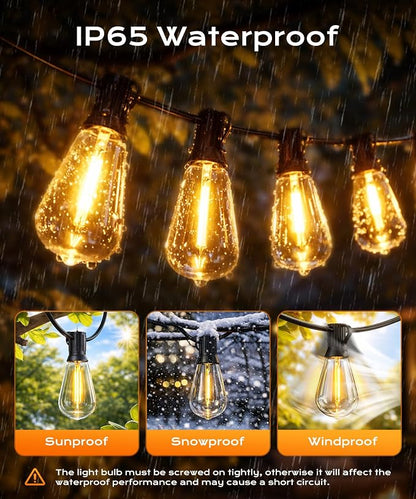 Outdoor String Lights, 150 FT Patio Lights for Outside, Smart App & Remote Control with Timer, Dimmable with 4 Scene Modes, Warm White Waterproof LED Bulbs for Garden, Yard and Backyard Decor