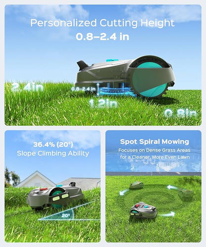 YARDCARE 2026 New M800Plus Robot Lawn Mower, GPS & 3D Vision, with 32.8 ft Magnetic Stripe, Obstacle Avoidance, Auto-Charging, APP Control, Bow-Shaped Mowing for Lawns up to 8611 sq.ft (Deep Gray)