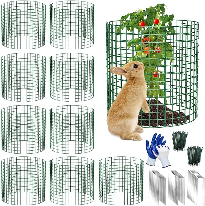 10 Pack Plant Protectors from Animals | 30PCS 13"x13" Metal Wire Mesh Garden Plant Cages for Gardening Supplies | Chicken Wire Cloche Plant Protectors for Rabbits Chickens Ducks