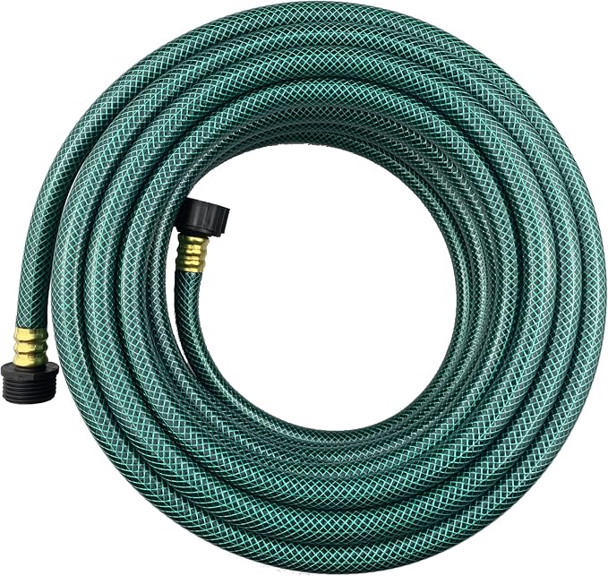 Darnassus PVC Garden Hose 1/2 Inch, 50 FT Flexible Water Hose Green with Male and Female Plastic Fittings - No Leaking and Lightweight for Household Outdoors Lawns Patio