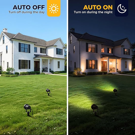 L LOHAS LED 5W Dusk to Dawn Outdoor Lighting, Auto On/Off 3000K Landscape Outdoor Spotlight, IP66 Waterproof Plug in Spot Lights for Yard, Garden, House, Pathway, Plant, UL Listed (8 Pack)