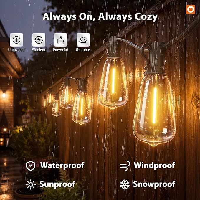 addlon 198FT Outdoor String Lights for Outside Waterproof Patio Lights with Plastic ST38 LED Edison Bulbs Outdoor Lighting Extra Long for Backyard Bistro Porch Garden Pergola Party Decor