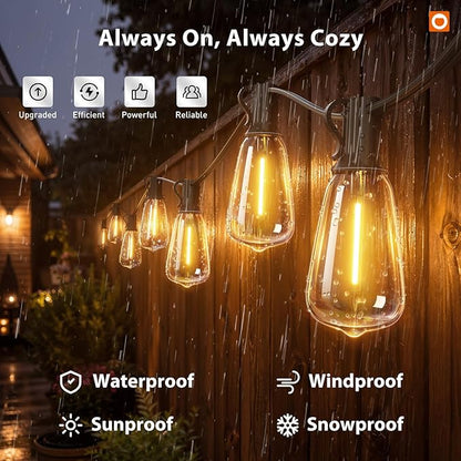 addlon 198FT Outdoor String Lights for Outside Waterproof Patio Lights with Plastic ST38 LED Edison Bulbs Outdoor Lighting Extra Long for Backyard Bistro Porch Garden Pergola Party Decor