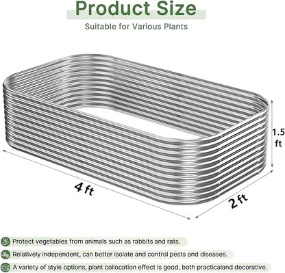 3 Pack Tall Galvanized Raised Garden Bed Outdoor, Metal Garden Bed for Vegetables, Above Ground Garden Box for Flower, Steel Raised Beds for Gardening - 4x2x1.5ft