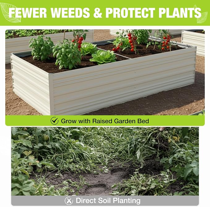 WORKPRO 7.5x4x2ft Outdoor Galvanized Raised Garden Bed, Rust-Resistant Planter Raised Beds for Vegetable, Flowers, Herbs, White