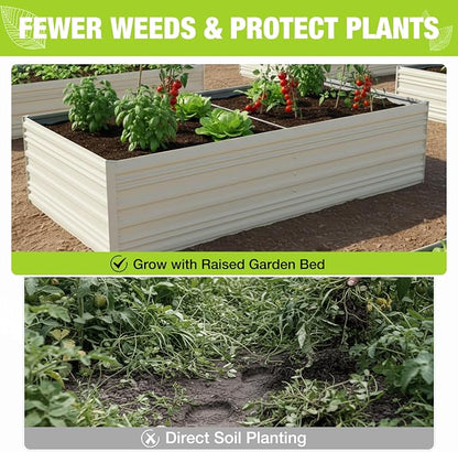 WORKPRO 7.5x4x2ft Outdoor Galvanized Raised Garden Bed, Rust-Resistant Planter Raised Beds for Vegetable, Flowers, Herbs, White