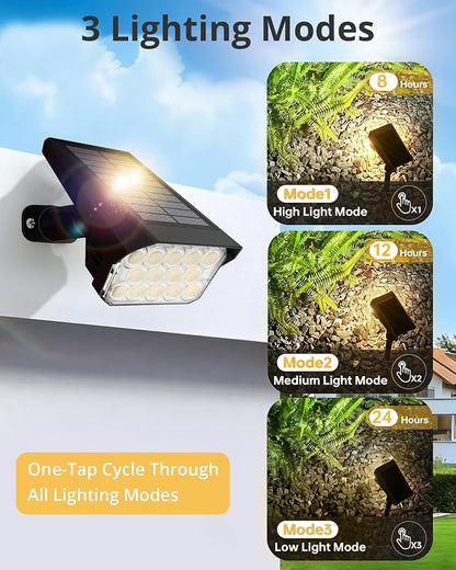 Solar Lights Outdoor Waterproof IP65, 56 LED 3 Lighting Modes Solar Spot Lights Outdoor, Solar Powered Landscape Lighting for Yard Pathway Garden, 6 Pack (Warm White)