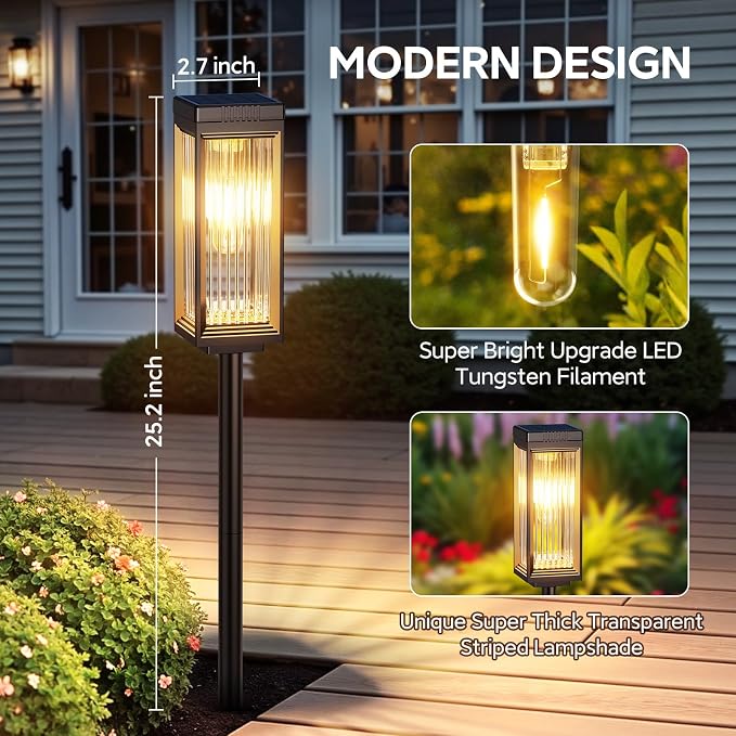ELECLINK Solar Pathway Lights Outdoor, 4 Pack Upgraded Solar Lights Outdoor Waterproof, Bright Up to 15 Hrs Auto On/Off Garden Light for Yard Patio Lawn Path Walkway Driveway Outside Decor