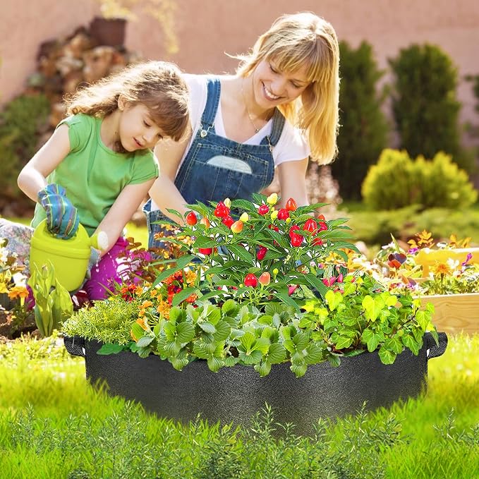 ZtohPyo 50 Gallon Plant Grow Bags, Large Fabric Raised Garden Bed with Handles, Durable Garden Beds Planters Aeration Gardening Container to Grow Vegetables for Outdoor Plants