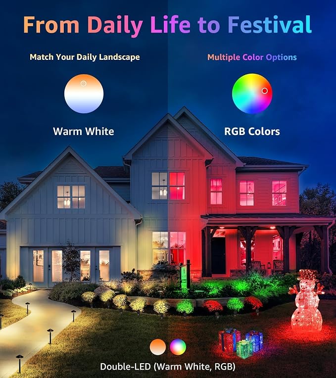 SUNVIE 2-Pack RGBW Spotlight Outdoor 12W LED Color Changing Landscape Lights with Remote Control 120V RGB Landscape Lighting Waterproof Spot Lights Outdoor for Yard Garden Patio Lawn Decorative