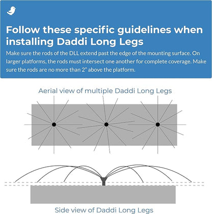 Bird Barrier Daddi Long Legs - 6 Ft | Scare Birds Away with Innovative Bird Spider Design | Bird Deterrent for Outside | Easy Installation on Roofs, Boats & HVAC Units | Durable Stainless Made in USA