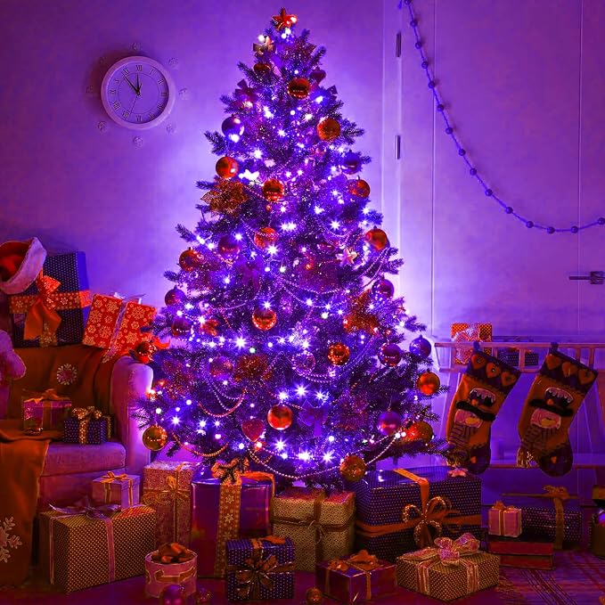 2 Pack Halloween Lights Outdoor, Total 200FT 600 LED Purple String Lights for Outside with 8 Modes Waterproof, Plug in Halloween Decorations Indoor for House Room Patio Garden Party Holiday